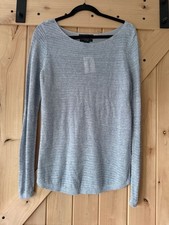 Tahari Long Sleeve Linen Sweater Size M Blue Pullover 100% Linen picture