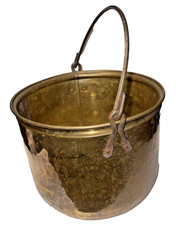Hammered Copper Cauldron Pot Bucket Iron Handle Farmhouse Country 7.5 x 9.5