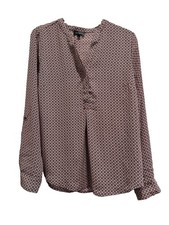 THE LIMITED Women’s Top Blouse Shirt Medium M Polyester Maroon & Ivory picture