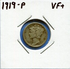 W@W 1919-p Mercury Dime  ( Nice Coin )  VF+  picture