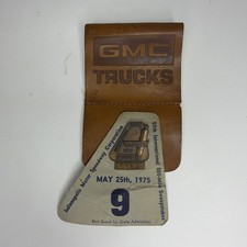 1975 Indianapolis Motor Speedway 500 Pit Badge & GMC Trucks Credential Holder picture