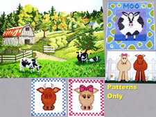 Summer Pastures Grazing Cows Moo Holstein Corral Romance CROSS STITCH PATTERNS picture
