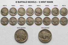 Lot of 8 Buffalo Nickels S Mint Mark Full Dates 1927S-1937S picture