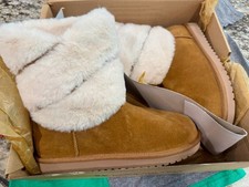 Koolaburra by UGG Women's Dezi Short Chestnut Faux Fur Boots Size 8 picture