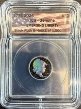 2026 Emerging Liberty Black Ruthenium Hologram Dime ICG Genuine (1 of 1,000) picture