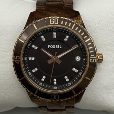 Fossil Stella Womens Watch 38mm Brown Dial Date ES-3088 New Battery 6.5