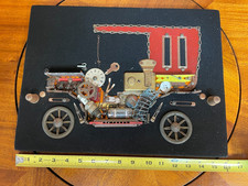 UNUSUAL VTG Folk Art Classic Car on Felt Using 