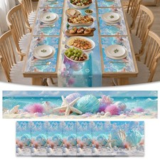 Nuxovilar 7-Piece Set Table Runner and Placemats - Seaside Shell & Starfish D... picture