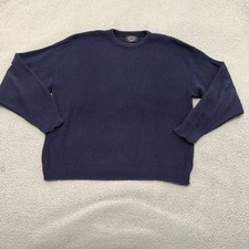 VTG Jantzen Sweater Mens XL Navy Blue Ribbed Shaker Knit Pullover USA Made picture