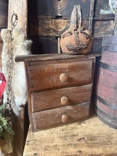 AAFA Primitive Old Wooden Apothecary 3 Drawers Early Cabin Goods picture