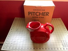 Vintage Whittier Ware Art Deco Ceramic Red Pitcher #1645 W/Box  picture