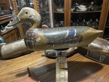 Antique Tube Dawson Illinois River Black Duck Mallard Paint Decoy Folk Art picture