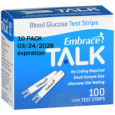 Embrace TALK Blood Glucose Test Strips 1000 Qty.  Exp 3/24/2028 exp  picture