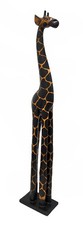 Scratch & Dent 3 Foot Tall Hand-Carved Wooden Giraffe Statue Decor picture