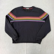 Marine Layer Sweatshirt Womens Large Gray Rainbow Stripe Crewneck Pullover picture