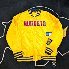 Ultra Game Denver Nuggets NBA Yellow/Blue Snap-Front Jacket Logo Patch L picture