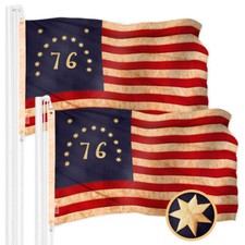 G128 2 Pack: Bennington 76 Tea-Stained Flag 2x3 Ft Embroidered 420D Polyester picture