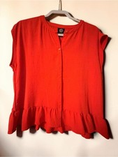 bobeau Red Ruffle-Hem Sleeveless Blouse picture