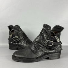 AS 98 Airstep italian Zipper Boho Biker Distressed Black Boots Sz EU 38/US 7.5-8 picture