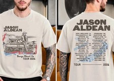 🔥HOT Jason Aldean Songs About Us 2026 Tour Truck Tee Two Sided T-Shirt Reprint picture