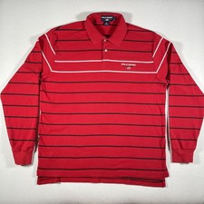 Vintage Polo Sport Ralph Lauren Polo Shirt Mens Large Red Stripe Long Sleeve Y2K picture