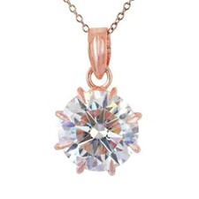 RARE 7.50 Ct Certified Off White Treated Diamond Solitaire Pendant in 925 Silver picture