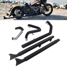 Fishtail True Dual Black Ceramic Softail Exhaust for Heritage and Deluxe 2018-up picture
