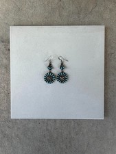 Vintage Zuni Sterling Silver Turquoise Needlepoint Earrings Signed LN picture
