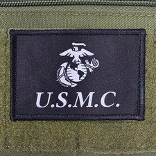 USMC Patch Marine Moral Tactical Military Army USA Flag Hook & Loop 3x2 picture