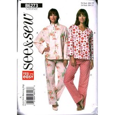 Butterick See & Sew B6273 Misses Pajamas Jacket Top Pants Sewing Pattern XS-XL picture