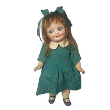 Rare Antique 9” A.M. 323 Googly Eyes Bisque Head Doll w/Original Dress - Germany picture