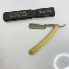 Antique Felice De Maria Hand Made Straight Razor Brocton MA Bakelite Case picture