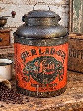Rare Antique H.P. LAU CO. LINCOLN, NEBRASKA Coffee Tin Can 5 Lbs General Store picture