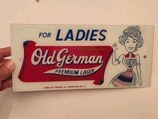 Old German Beer Advertising Sign Ladies Reverse Painted Glass Cumberland Md picture