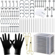 84-Piece Professional Body Piercing Kit with Sterile 14G 16G Needles & Jewelry picture