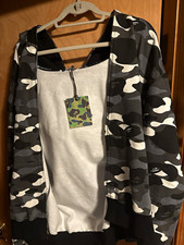 A Bathing Ape BAPE Shark Camo Full Zip Hoodie Fleece Cotton Men’s XL Black picture