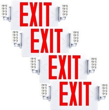 4 Pack LED Exit Sign Emergency Light–Hi Output RED Compact Combo UL 924 Listed picture