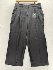 Simply Vera Vera Wang Satin Dress Pants Womens 12 Black Wide Leg Pull On Career picture