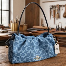 COACH Faye Shoulder Bag Signature Denim 2Way CDE45 Crossbody Handbag Outlet New picture