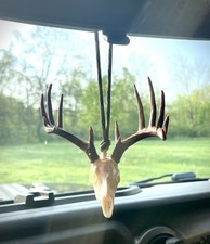 Deer Skull Rearview Mirror Hanger Whitetail Buck Antler Car Truck Decor picture