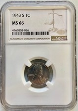 1943 S Lincoln Steel War-Time One Cent Piece 1C NGC MS66 - Blazer, Faint Blue picture