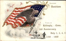 Killingly CT 200th Anniv Eagle American flag T. P. & Co. c1908 Postcard bhn picture