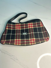 Authentic Burberry Vintage London Red Wool Plaid Shoulder Bag early 2000s picture