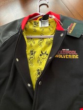 Marvel Studios Deadpool & Wolverine Movie Varsity Faux Leather Jacket Size S New picture