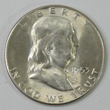 1953-S USA 50c Franklin Silver Half Dollar Nice Brilliant Uncirculated picture
