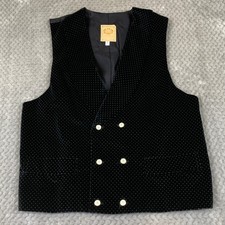 Wah Maker Vest Mens S Black Velvet Dot Double Breasted Western Made USA picture
