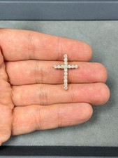 0.85 Ct Round Cut Diamond Cross Pendant Necklace 14K Yellow Gold Lab Grown D VS picture
