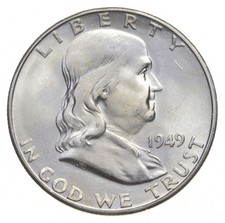 Choice Unc 1949-S Franklin Half Dollar Gem BU From Original Roll picture