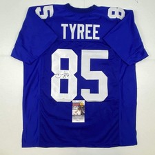Autographed/Signed DAVID TYREE New York Blue Football Jersey JSA COA Auto picture