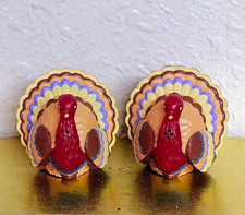 Vintage Turkey Thanksgiving Salt & Pepper Shakers Hallmark Original Plastic  picture